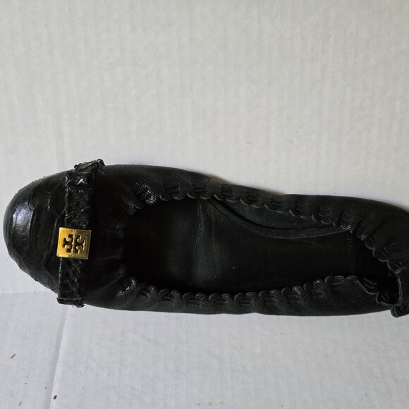 Tory Burch Eddie Bow Logo Elastic Ballet Flats - size 9 - Picture 1 of 7